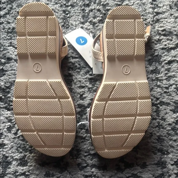 Cream and Brown Wedge Sandals with Cork Heel - Picture 10 of 10